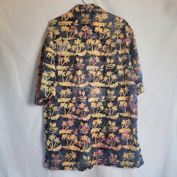 Basic Options Men's Palm Tree Mixed Color Button Up Short Sleeve Shirt Size XLT - Picture 6 of 8